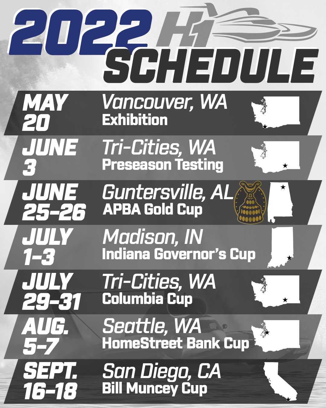 Hydro News on Twitter "The OFFICIAL H1 Unlimited schedule for 2022
