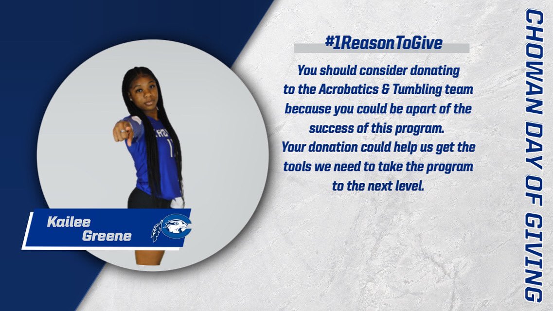 Here is Kailee’s reason to give to the Chowan A&amp;T team today during our annual day of giving! Link can be found in our bio #1ReasonToGive #SoarWithUs