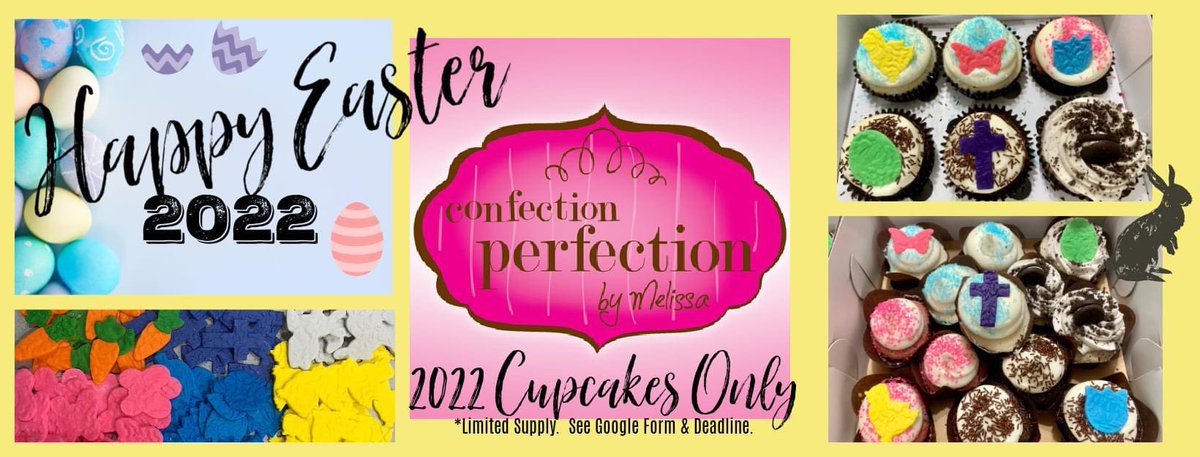 Easter 2022 Order Form-Cupcakes ONLY.
Four Flavors-Heaven On Earth, Tuxedo, Strawberry Cream &amp; CookiesNDream.
Cupcakes will be baked Friday Evening &amp; Iced Saturday morning for ultimate freshness!
Happy Easter To You &amp; Yours! 🐣Melissa
GOOGLE FORM TO ORDER-
forms.gle/FEAkpCHuKqeNjM…