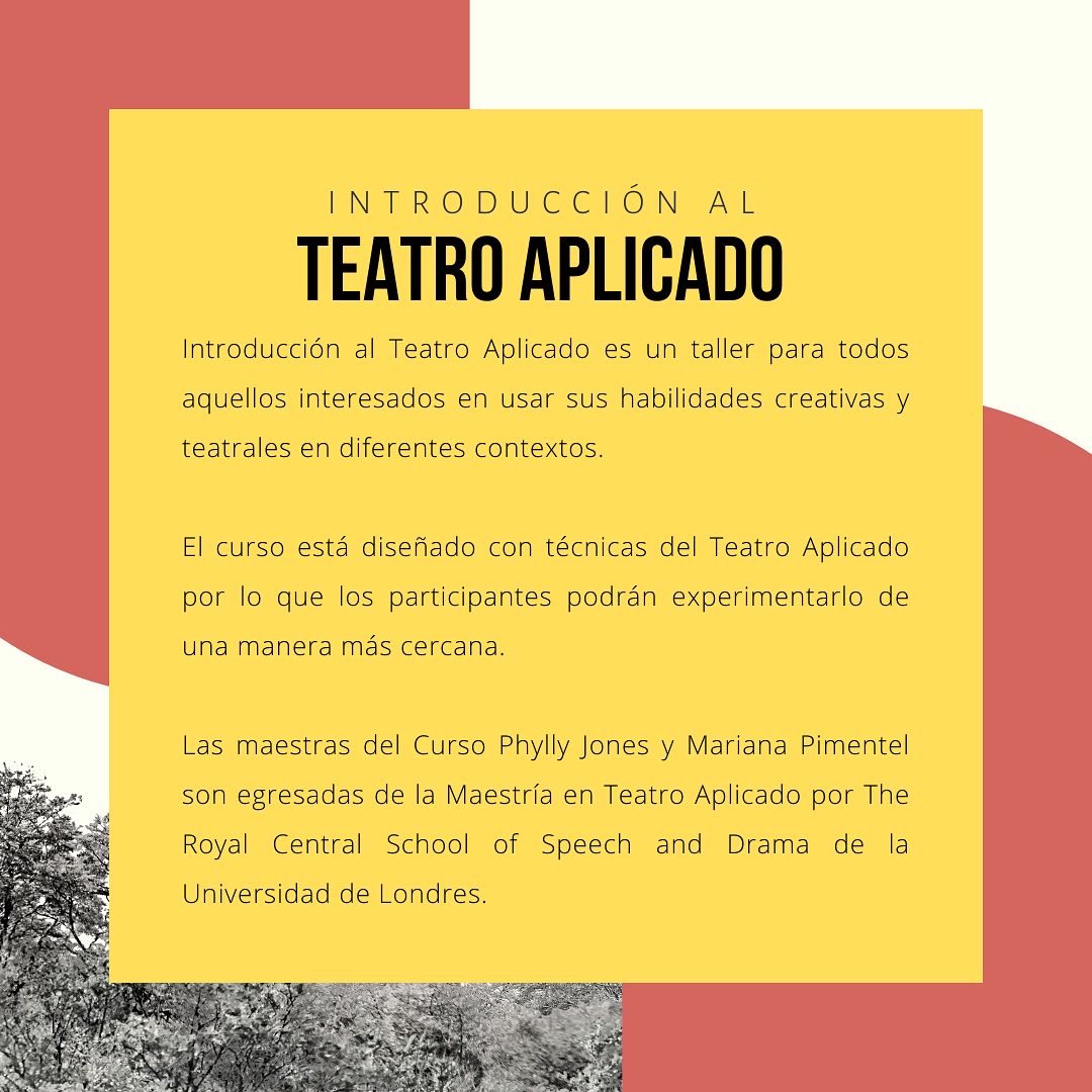 Marianapipe's tweet photo. @PhyllyJones y yo, estamos muy contentas de compartirles que el 29 y 30 de Abril, estaremos impartiendo el taller Introducción al Teatro Aplicado en línea de 10:00-12:00 hrs (hora CDMX). #teatroaplicado https://t.co/7J8nQUo4pm