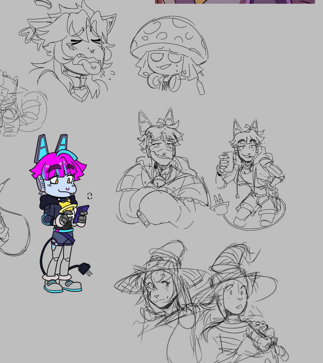 Been sitting on a bunch of Neon Divide doodles for the past few months, it's a bit obvious on who my fav character is 🥹 