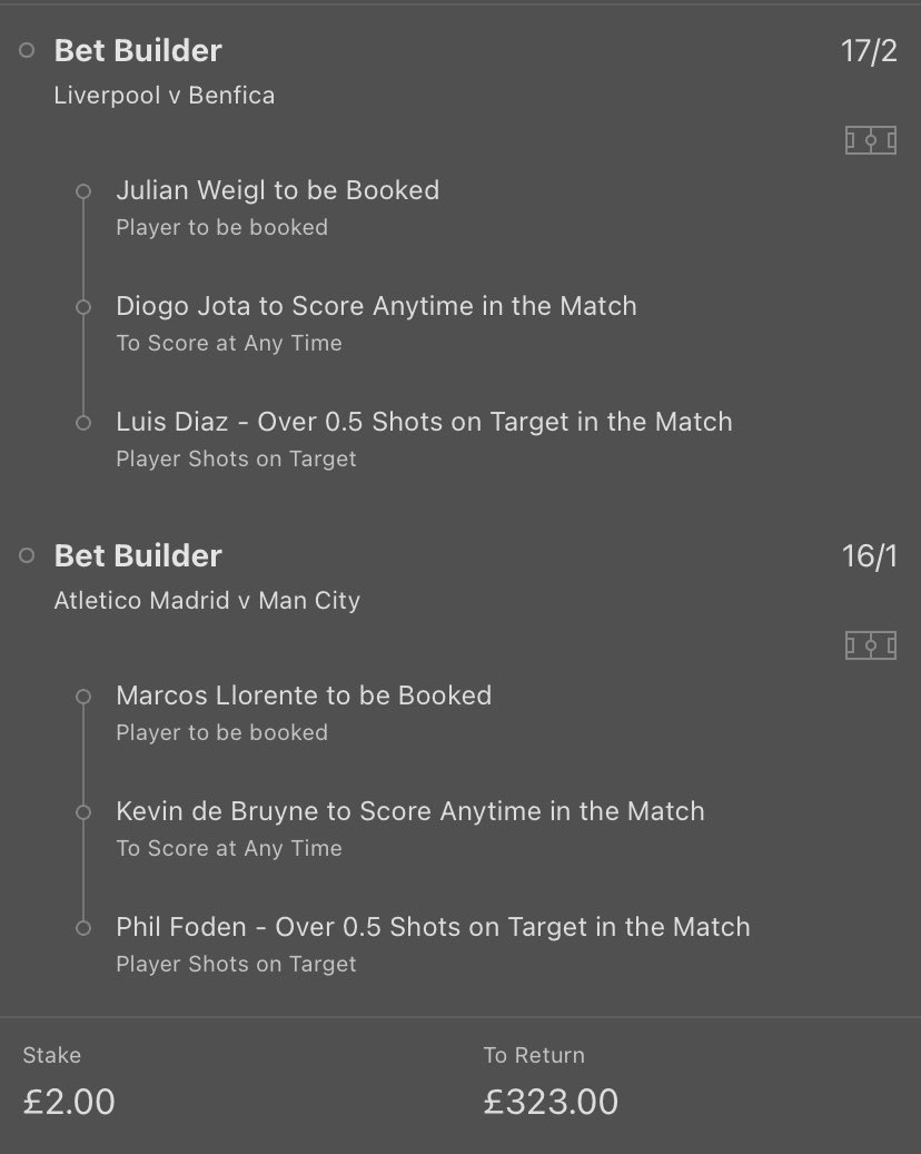 JEBetTips's tweet photo. Gone with this cheeky double on the UCL tonight, hit that like button if you’re on too⚽️ https://t.co/oqJf8sjCLT