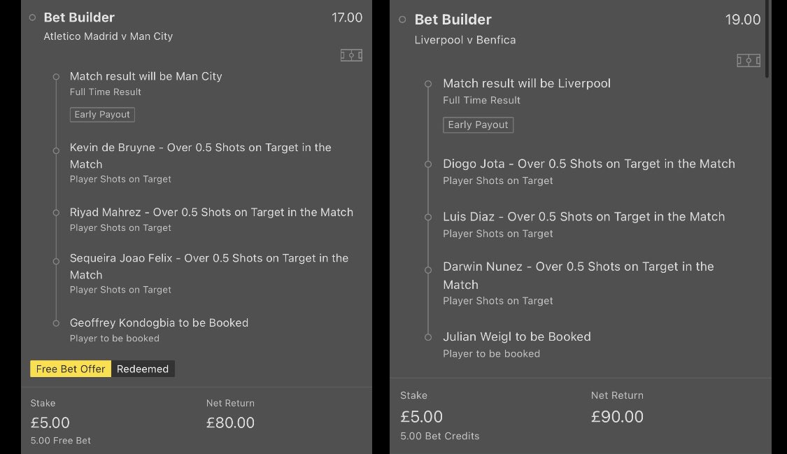 TipsRaw's tweet image. UCL BETS ⚽️

— Atletico Madrid Most Cards @ 1.8 
— SoT Double @ 2.25
— Paddy Power Price @ 5.0 

We’ve also got two £5 free bets, we’ve used on two Longshots @ 17.0 &amp;amp; 19.0 🤝

Like &amp;amp; Retweet to support the page!