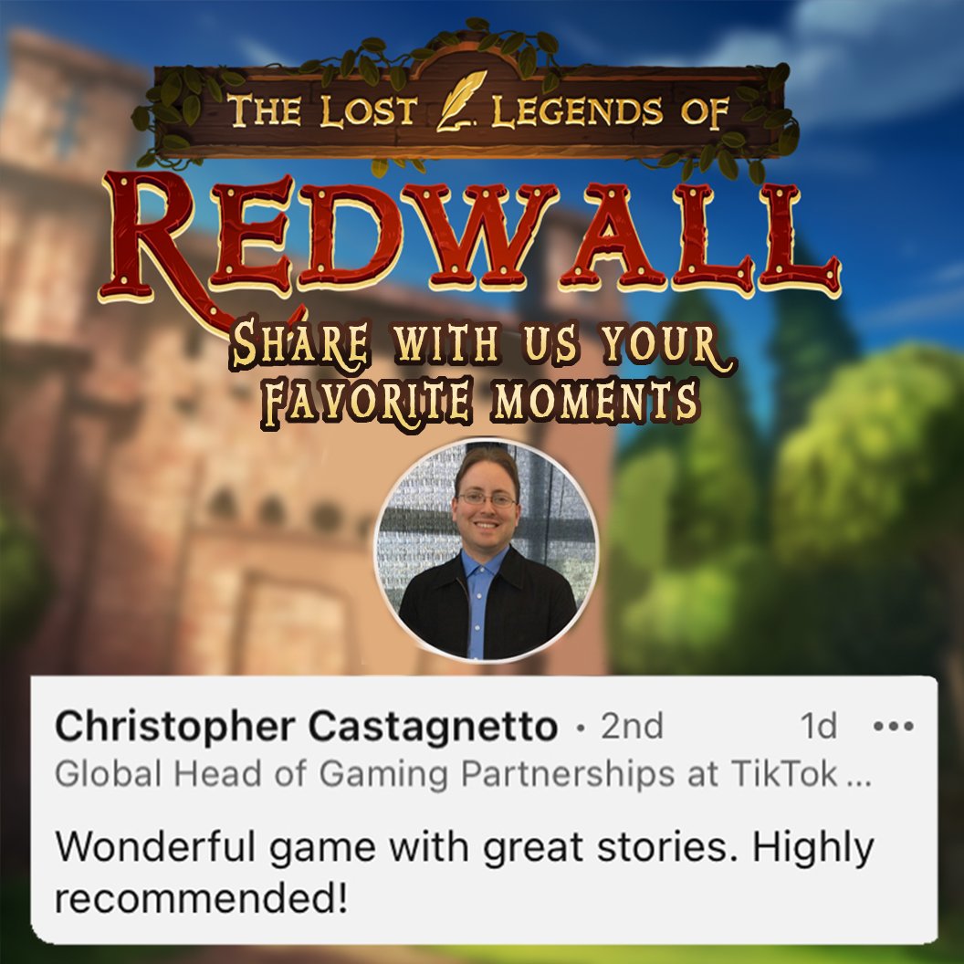 RedwallGame's tweet photo. Now this is great advice! Appreciate the (thumbs-up) Christopher!
We love hearing from fans like you. Share some of your most memorable redwall moments in the comments below!
#gamereviews #lostlegendsofredwall #videogames #gamedevelopment #gamedev #indiedev #story #llor https://t.co/u0VPQyBDrk
