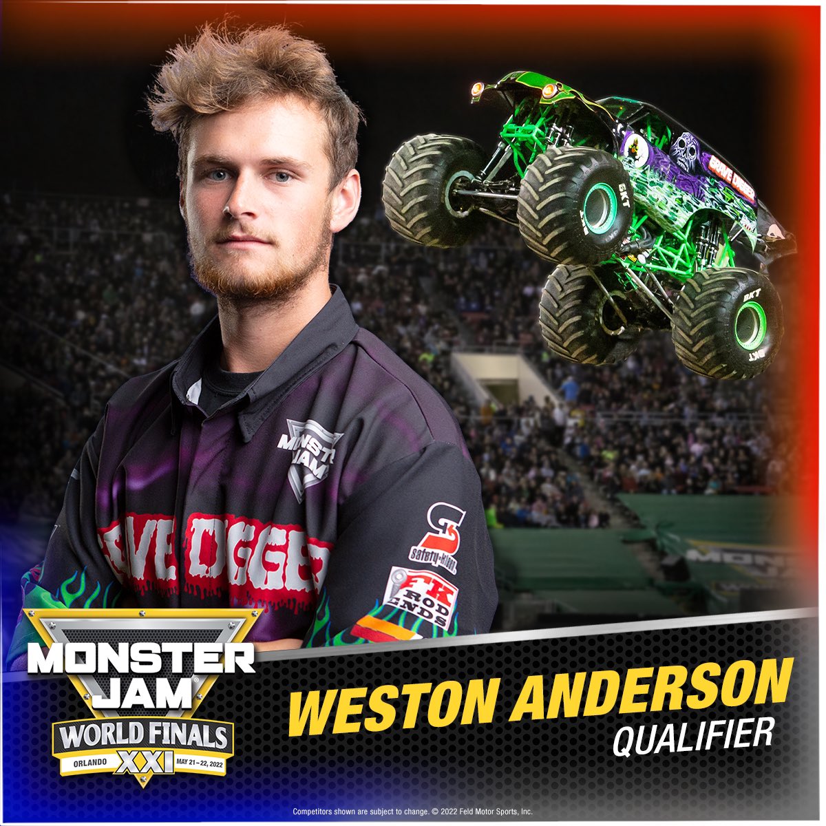 Monster Jam on X: Congrats Weston Anderson on clinching a spot in the Monster  Jam World Finals XXI in Orlando, FL, May 21-22, 2022 🙌 Tickets 👉   #MonsterJam  / X