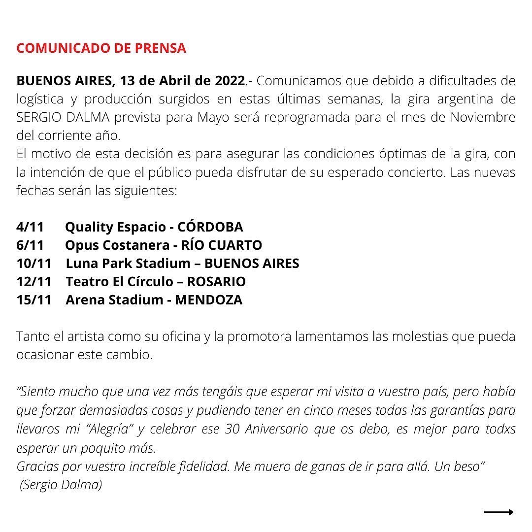 SDalmaoficial's tweet photo. Siento tener que subir este comunicado pero os garantizo que es lo mejor para todxs. Nos vemos en Noviembre 🇦🇷❤️

@PFYGProdu 
#AlegriaConDalmaEnArgentina https://t.co/BWfjlx9YmU