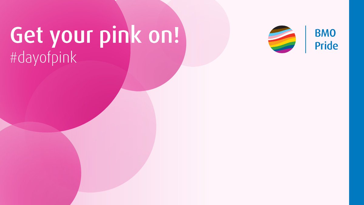 Today is International Day of Pink. Join me, today and every day, in taking a visible stand against 2SLGBTQ+ bullying, discrimination, homophobia, transphobia and transmisogyny. #proudtoworkatBMO #dayofpink #zerobarrierstoinclusion