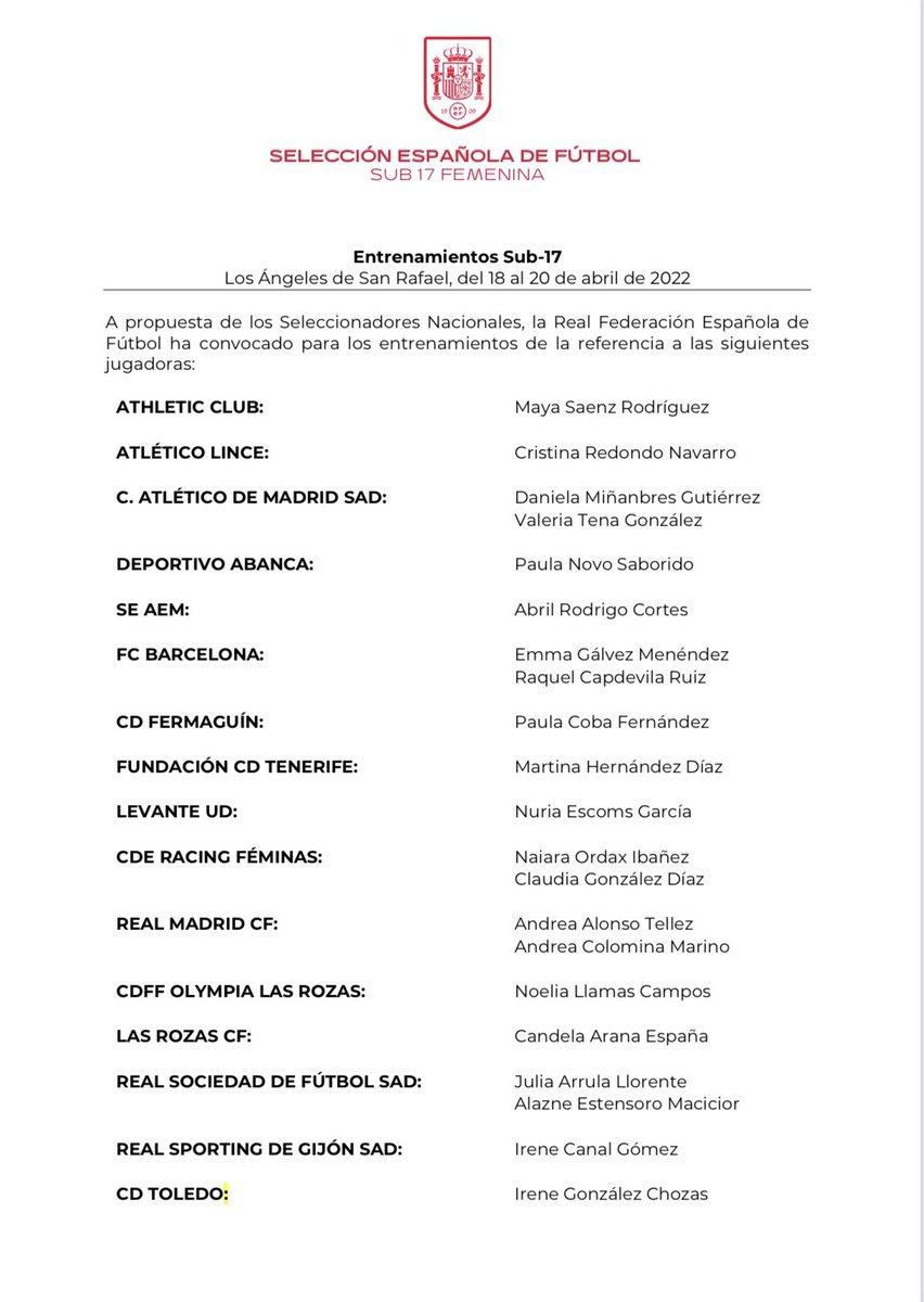 CLUB| La familia #CorazonAzul está de 🎉 CELEBRACIÓN y de 🎊ENHORABUENA.

Por primera vez en la historia del CLUB una jugadora de nuestra plantilla (<a href="/LRZFEM/">LRZFEM</a>), Candela Arana, ha sido convocada por la <a href="/SeFutbolFem/">Selección Española Femenina de Fútbol</a> sub.17 con tan SOLO 15 años de edad.

¡¡¡INCREÍBLE, Candela!!!