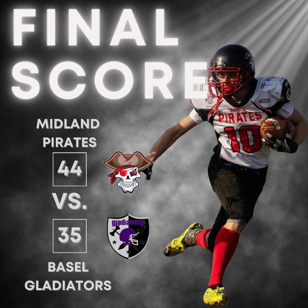 Die U19 Juniors der Pirates gewinnen das zweite Auswärtsspiel der Season 44:35 gegen die Basel Gladiators!🔥

Wir gratulieren euch zu dieser super Leistung!💪🏽

Go Pirates!🏴‍☠️🏈☠️
#argoviapirates #piratesahoy