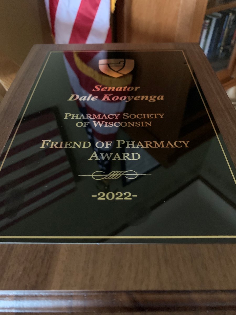 I'm honored to receive the 2022 Friend of Pharmacy Award from <a href="/PSWpharmacists/">PSW</a>, recognizing my work to allow pharmacy students and pharmacy technicians to administer vaccines under supervision. That bill is now 2021 Wisconsin Act 3.