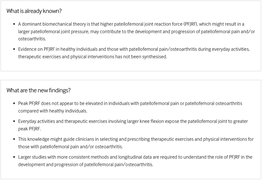 May the force be with you ✋🚀

The #EditorsChoice article from this month's issue 📄

Understanding how patellofemoral joint reaction force compares across different activities and physical interventions

➡️ bit.ly/3GxE1J9