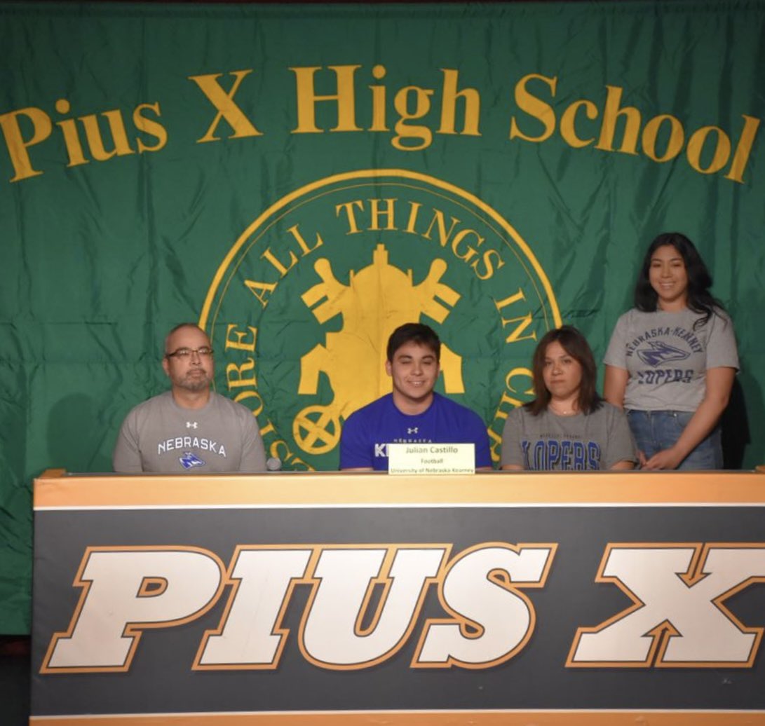 Congratulations to Pius X Senior Julian Castillo on his commitment to the University of Nebraska-Kearney for Football!!

#PiusProud