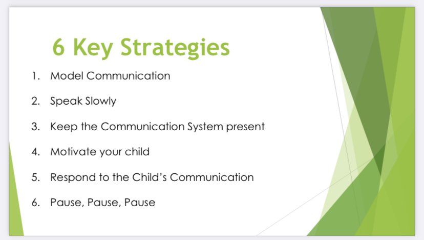 The final Core Vocabulary training night of the year is complete! Thank you all for coming and joining in our conversations. We hoped we helped you to become the BEST communication partner you can be with these 6 key strategies! Look out for more trainings next year!