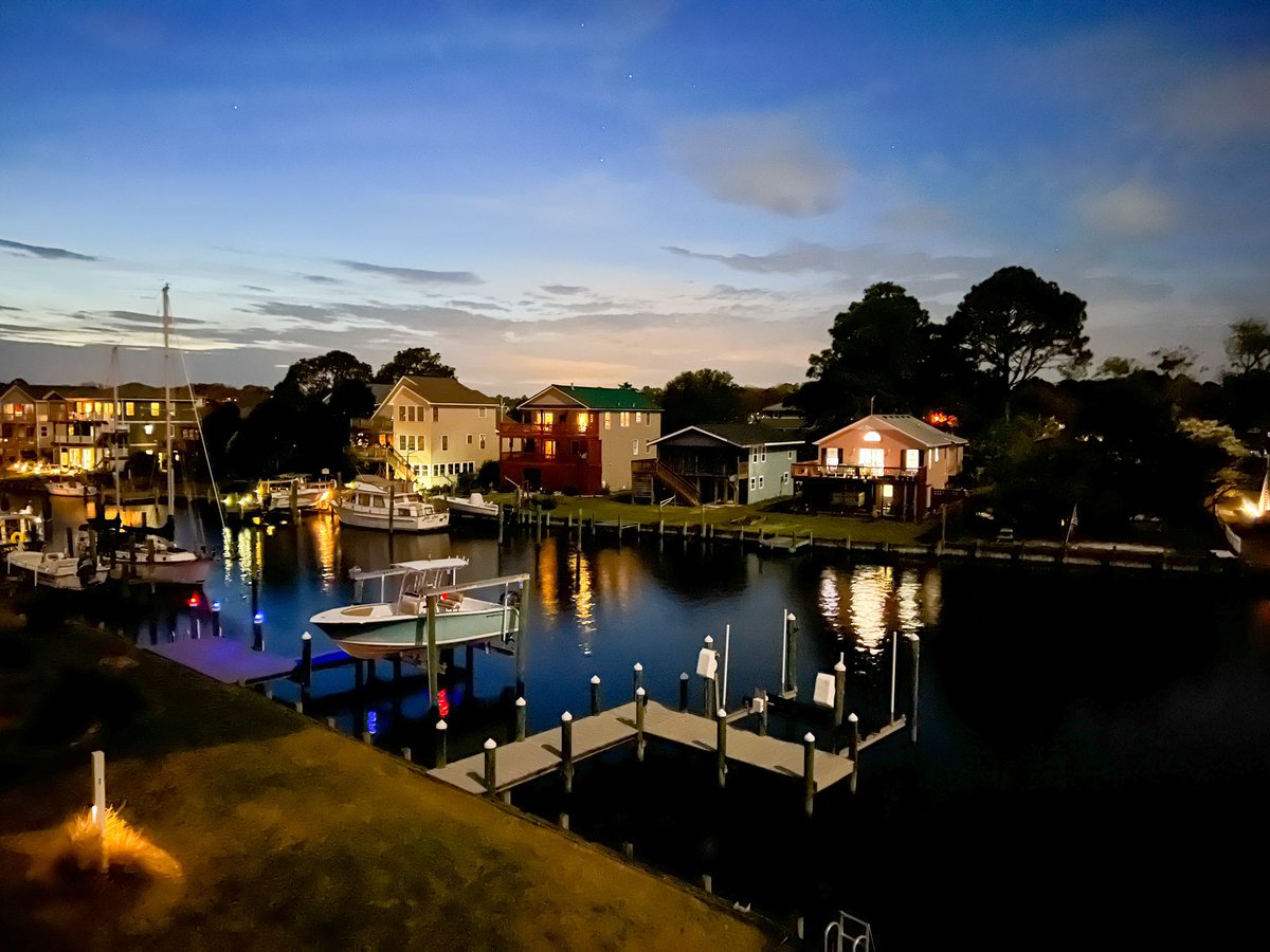 MooseOBX's tweet photo. It was pretty dark when I too this photo, nearly 8:30p. I’ve been curious about the iPhone and “night” capabilities. Pretty cool if you ask me! #mooseobx #colingtonharbour https://t.co/KVkUnDuLrR