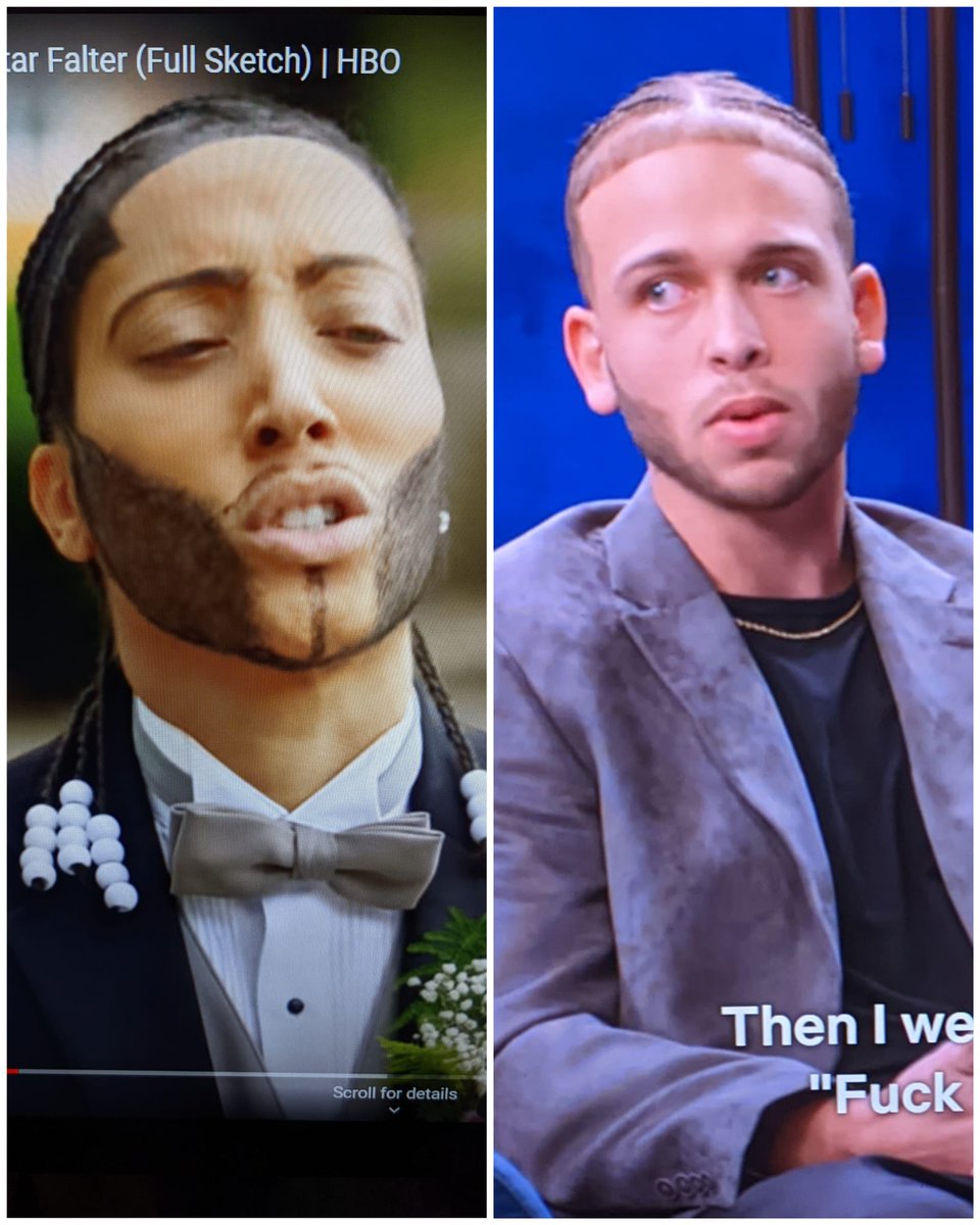 I'm sorry, but Jake at <a href="/TheUltimatum/">The Ultimatum</a> reunion looks like @robinthede's character "Chris" from <a href="/BlackLadySketch/">A Black Lady Sketch Show</a>. But less cute.

#TheUltimatum #theultimatumReunion