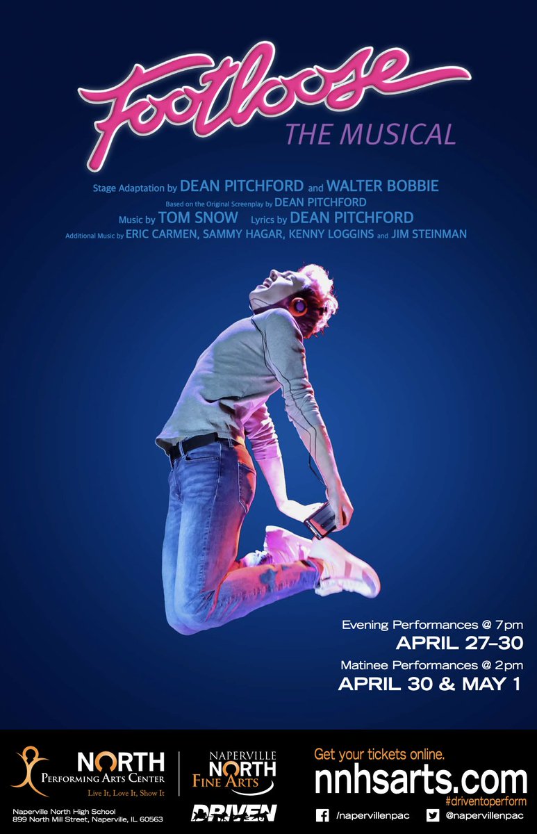 NapervilleNPAC's tweet photo. Are you ready to "Cut Footloose" this Spring in the NPAC?

Tickets are officially on sale for the 2022 Spring Musical: Footloose! You do NOT want to miss NNHS's first IN PERSON musical since 2019!

@Naperville203 @NNactivities @NorthTheatre @NNHSarts 
#driventoperform #footloose https://t.co/RCMl4OuhDT