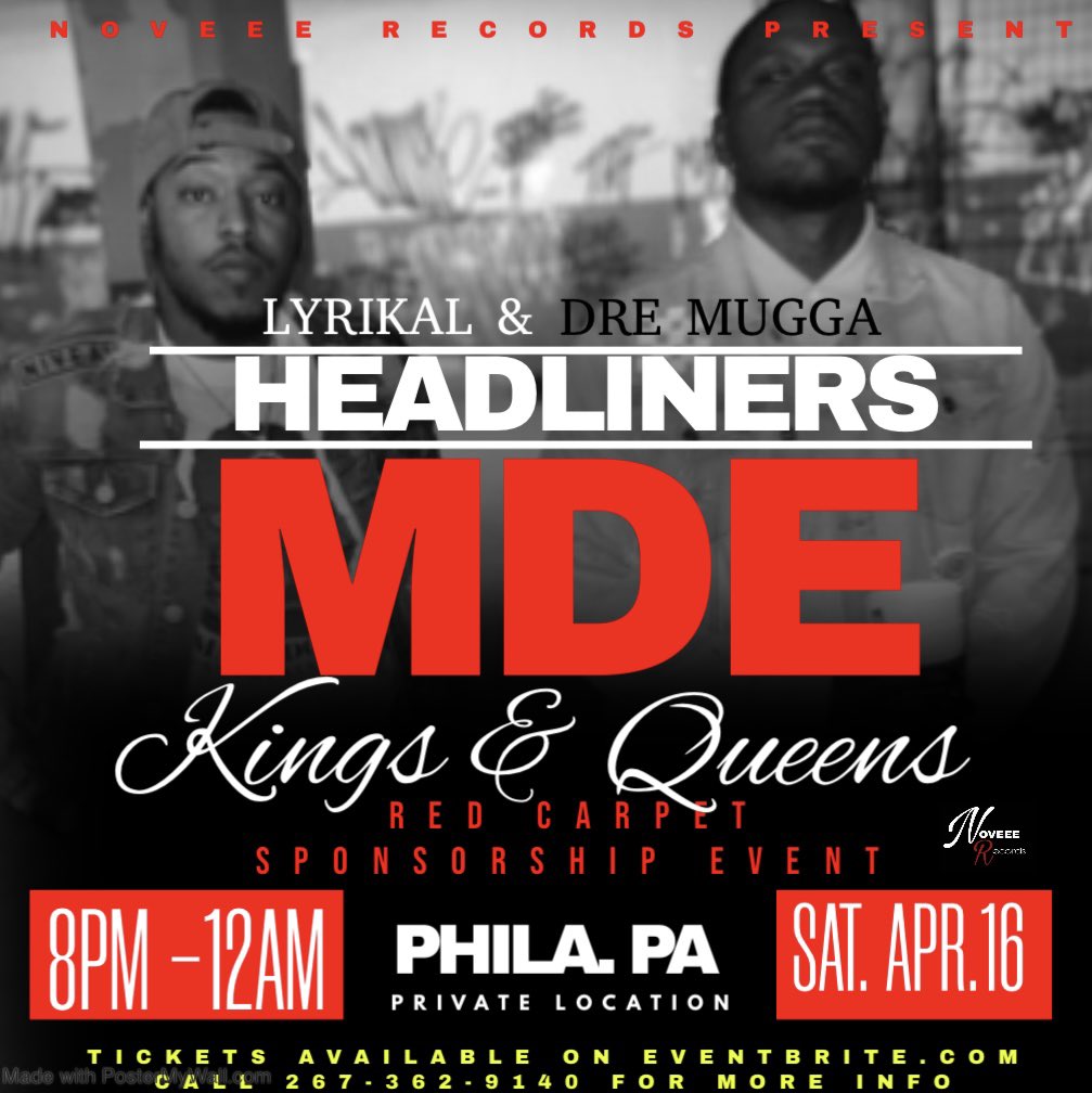 YaGirlNovi's tweet photo. Let’s Goooooooo…‼️‼️‼️‼️
COME OUT AND CATCH AN EXCLUSIVE HEADLINE PERFORMANCE  BY “The Hottest Hip Hop Duo In The Nation” @mde_215 MDE: MaskDown ENT 🙌🏾💯‼️ IT ALL GOES DOWN THIS SATURDAY AT THE KINGS &amp; QUEENS RED CARPET SPONSORSHIP EVENT IN PHILADELPHIA!!! https://t.co/sSlDbPpQfN