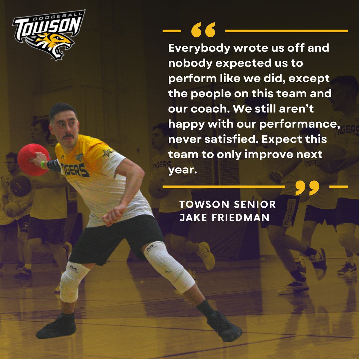 College Dodgeball (@ncdadodgeball) on Twitter photo One team that turned some heads at Nationals was <a href="/TowsonDodgeball/">Towson Dodgeball</a>. The Tigers came in at #11 in the standings, but claimed the #5 overall seed heading into bracket play, and came one out away from a second consecutive Final Four. One team that turned some heads at Nationals was <a href="/TowsonDodgeball/">Towson Dodgeball</a>. The Tigers came in at #11 in the standings, but claimed the #5 overall seed heading into bracket play, and came one out away from a second consecutive Final Four.