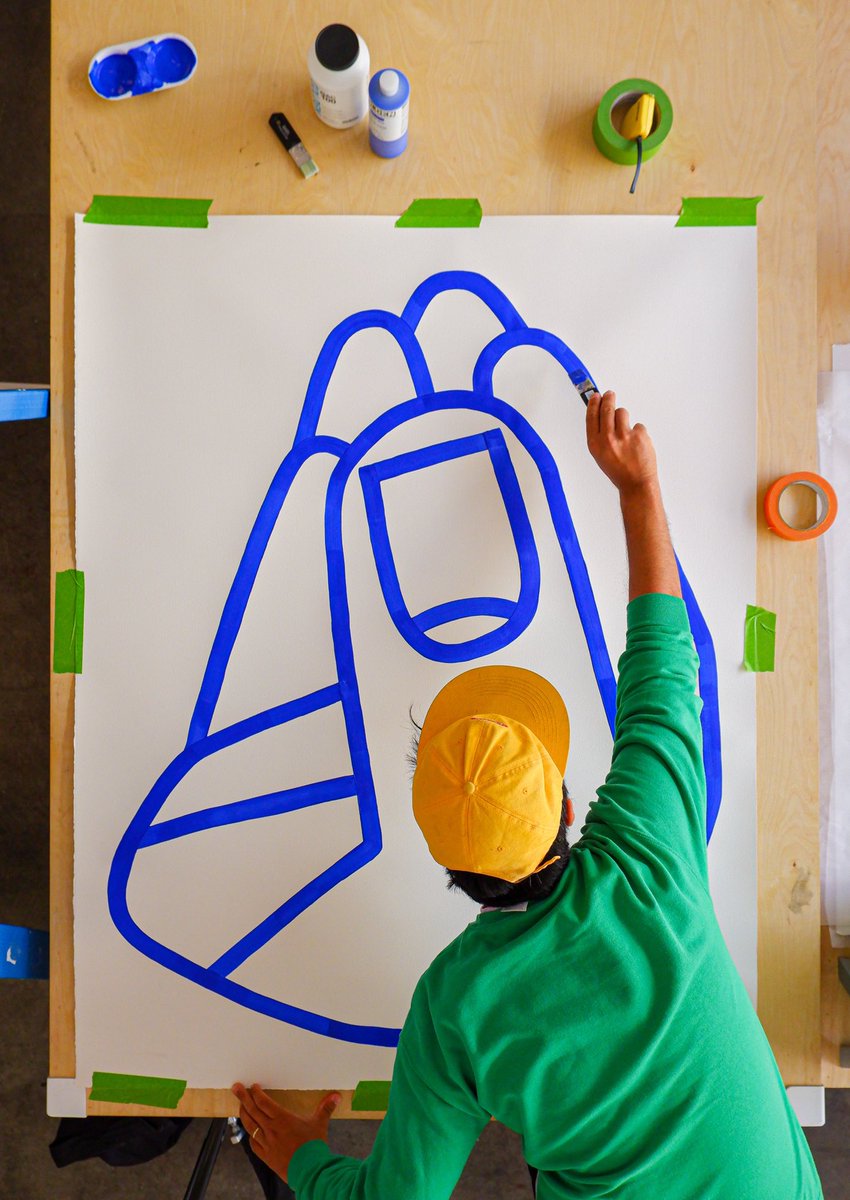 I painted a BIG blue hand today. 
#painting