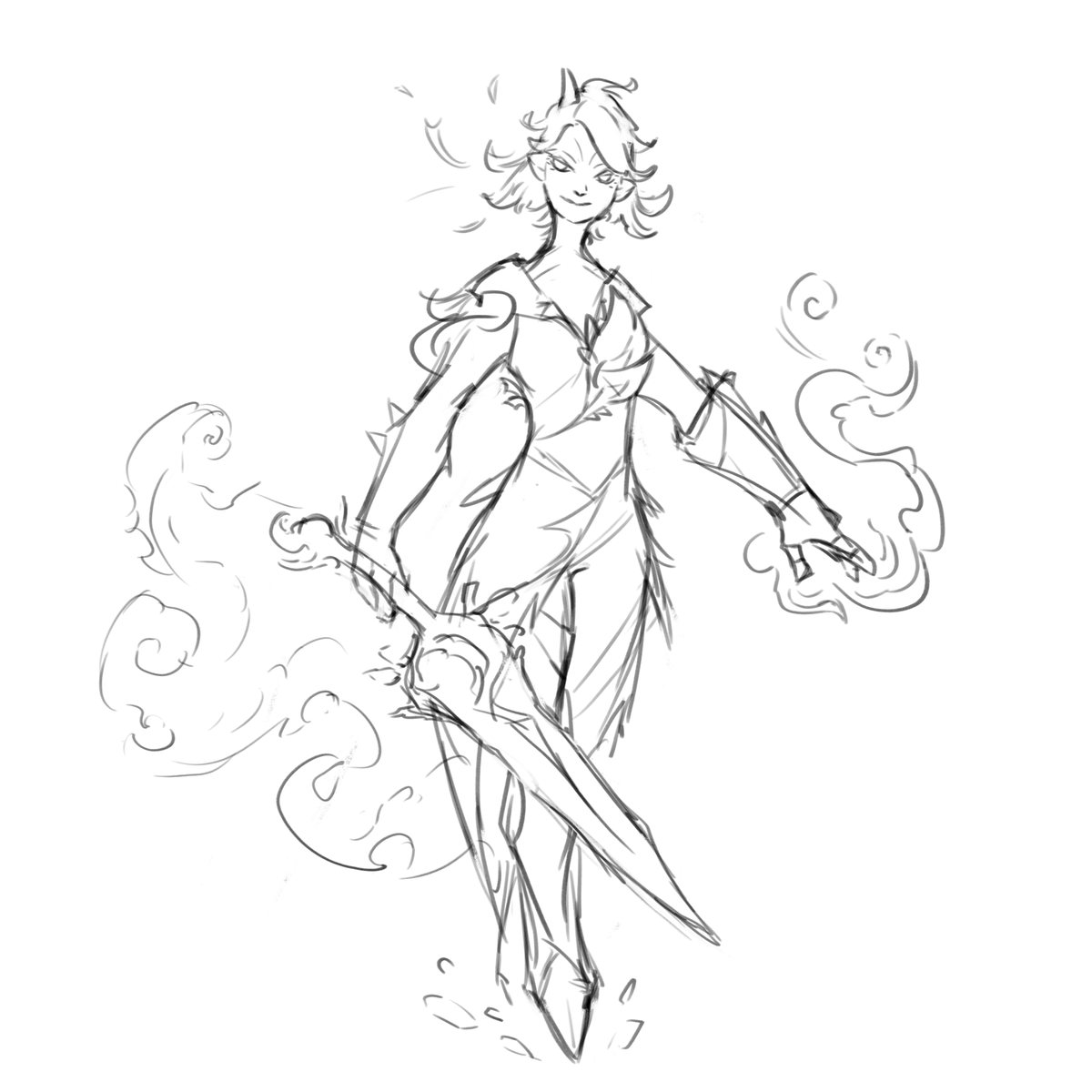 WIP of my main GW2 character, a berserker sylvari that uses her own body as fuel for her fire/rage abilities.

Sadly I don't play anymore, but GW2 will always be my favorite MMO.