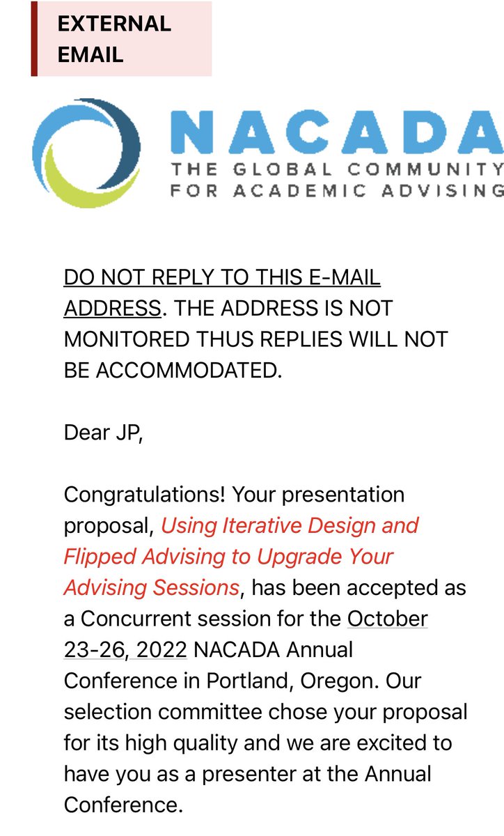 Excited that I get to present with the wonderful <a href="/elisalynshaffer/">Elisa Shaffer</a> at the NACADA Annual Conference!