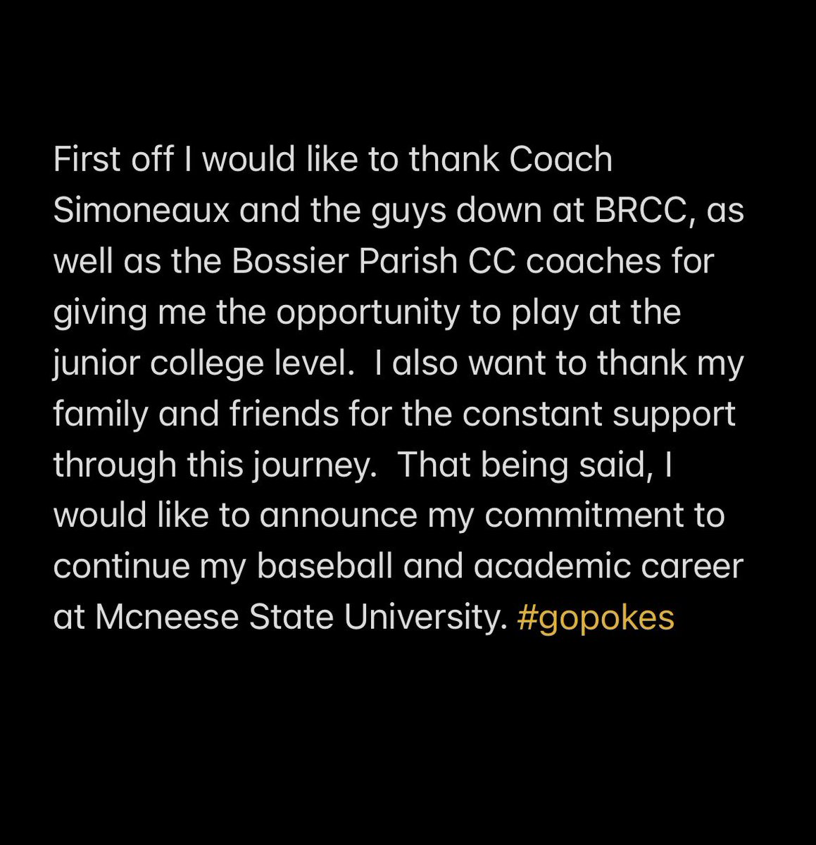 EHebert's tweet photo. @BRCC_Baseball @McNeeseBaseball @CoachSim_13 https://t.co/eZBT2UjRMd