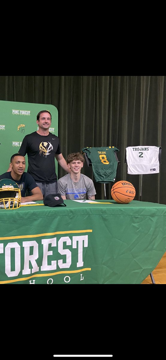 Justin Eaglin signs with James Madison for football and Tristin Harkins with Fayetteville State University! Big day for the Green and Gold! This goes beyond PF. Thanks to all the trainers, AAU coaches, PF coaching staff, and family! It takes a VILLAGE! Go TROJANS!