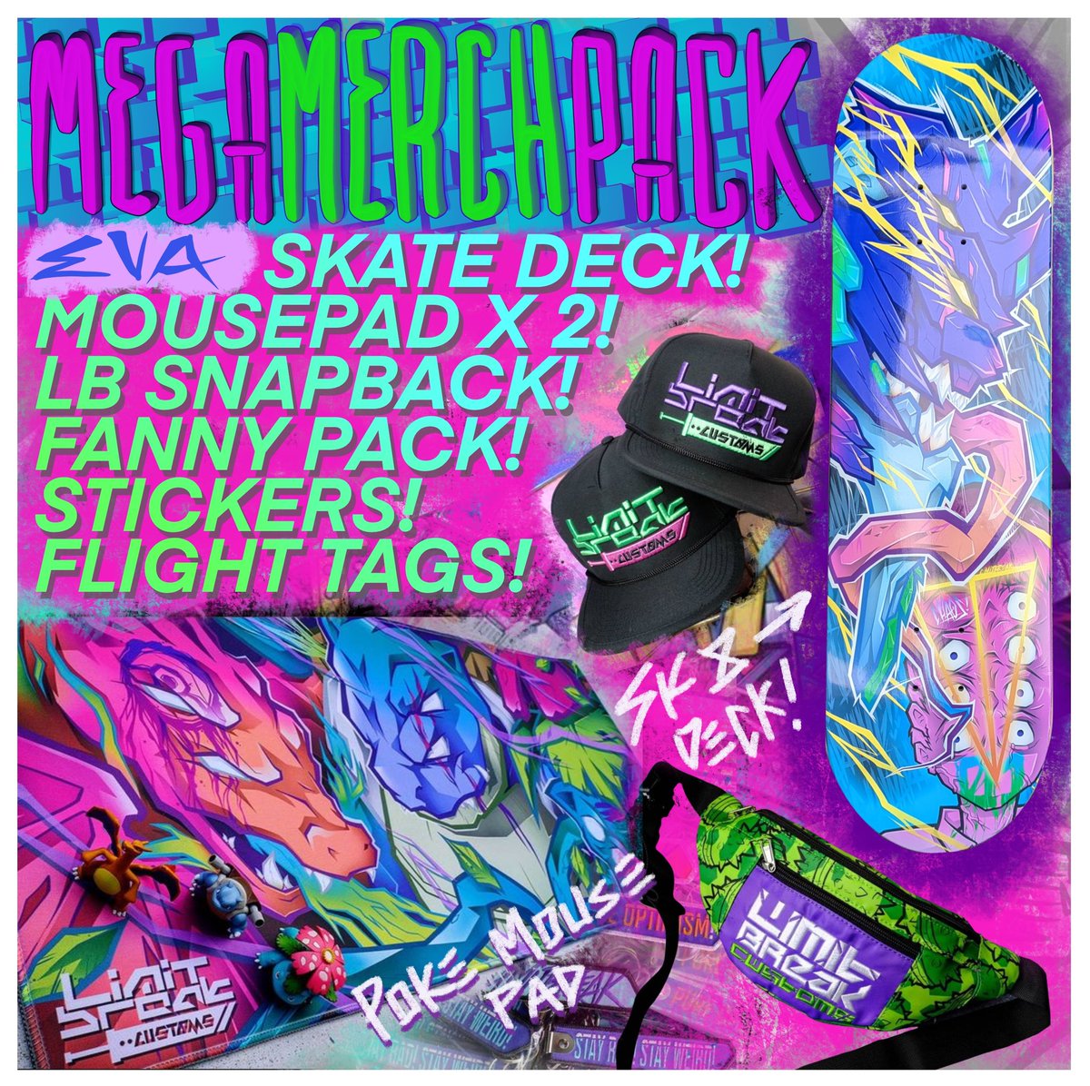 limitbreakcstms's tweet photo. TIME TO GIVEAWAY SOME STUFF!
👾BitShadowz #366 (rarity 67!)
📮MEGA LB MERCH PACK! (See pic!)
 
How to enter:
👐LIKE &amp; RT
👐Tag a friend and comment with your favourite snack🍡
👐Follow @limitbreakcstms @SEArtCollective @Czepta

Winner announced in 48 hrs. 
Stay rad! Stay weird! https://t.co/Lg8WAUUw4X