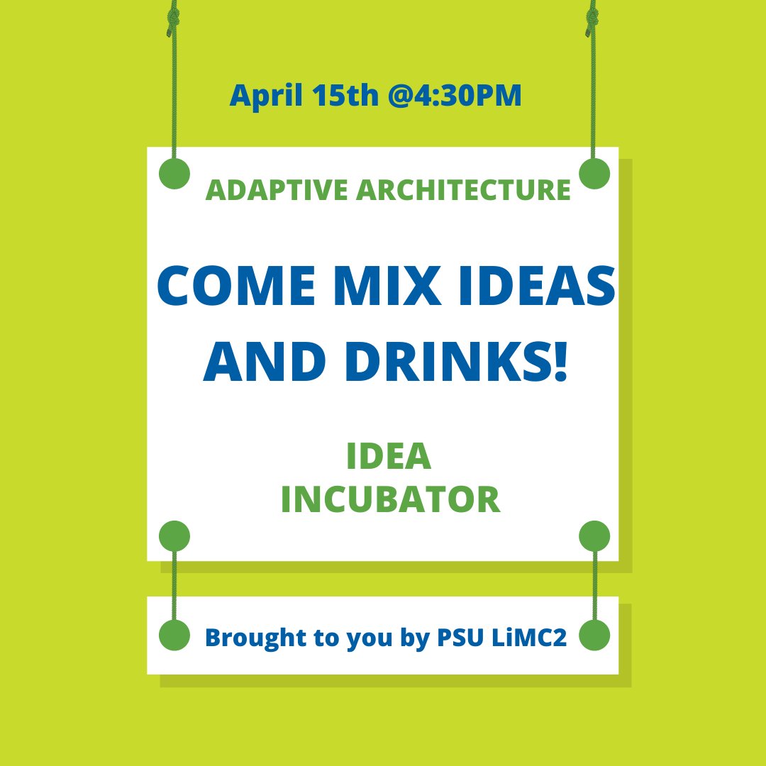 Center for Living Multifunctional Material Systems (@limc2_pennstate) on Twitter photo Meet up @ Champs Downtown to chat, eat and drink with other adaptive architecture researchers. See if there are collaborations for larger grant opportunities. #livingmaterials #adaptivearchitecture <a href="/IEEPennState/">IEE at Penn State</a> <a href="/livMatS_UniFR/">livMatS</a> <a href="/PennStateMRI/">Materials Research</a> <a href="/PSUMechEng/">Penn State Mechanical Engineering</a> Meet up @ Champs Downtown to chat, eat and drink with other adaptive architecture researchers. See if there are collaborations for larger grant opportunities. #livingmaterials #adaptivearchitecture <a href="/IEEPennState/">IEE at Penn State</a> <a href="/livMatS_UniFR/">livMatS</a> <a href="/PennStateMRI/">Materials Research</a> <a href="/PSUMechEng/">Penn State Mechanical Engineering</a>