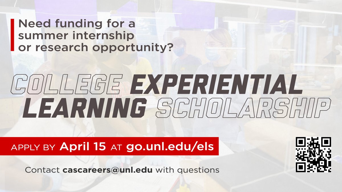 unlcas's tweet photo. Students: reminder to apply by April 15 for funding to participate in an internship or research opportunity.

We want students to have at least one transformative learning experience while at #UNL. 

Details: https://t.co/Wh2ammh201
#ExperientialLearning https://t.co/64QuWsm7Iy