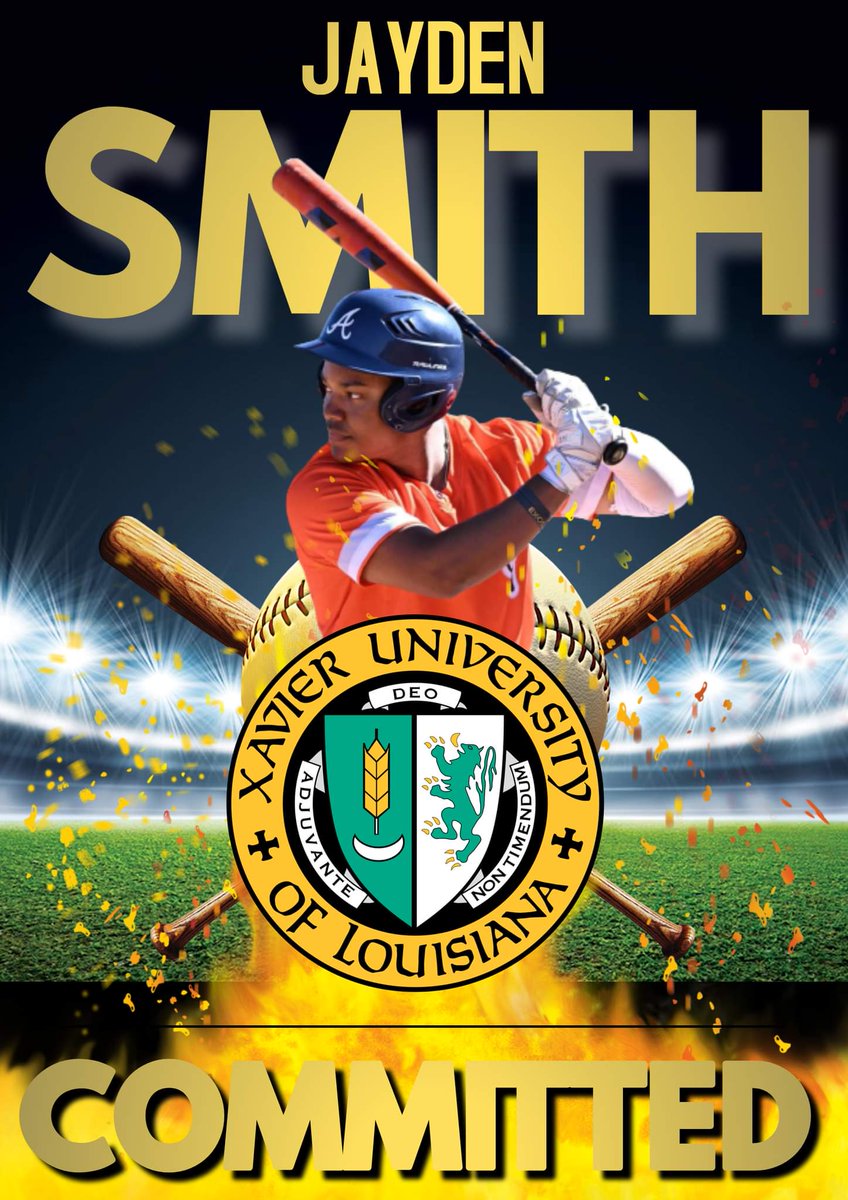 Jayden Smith (@jayden4206) on Twitter photo I am very excited to announce that I will continue my academic and baseball journey at Xavier University of Louisiana. Many thanks to my family, coaches, teammates and friends who have supported me along the way. <a href="/PGS_Baseball/">Post Grad Sports Baseball</a> #HailAllHailXU
#TeamGold
#XULA
#GoldRushBaseball I am very excited to announce that I will continue my academic and baseball journey at Xavier University of Louisiana. Many thanks to my family, coaches, teammates and friends who have supported me along the way. <a href="/PGS_Baseball/">Post Grad Sports Baseball</a> #HailAllHailXU
#TeamGold
#XULA
#GoldRushBaseball