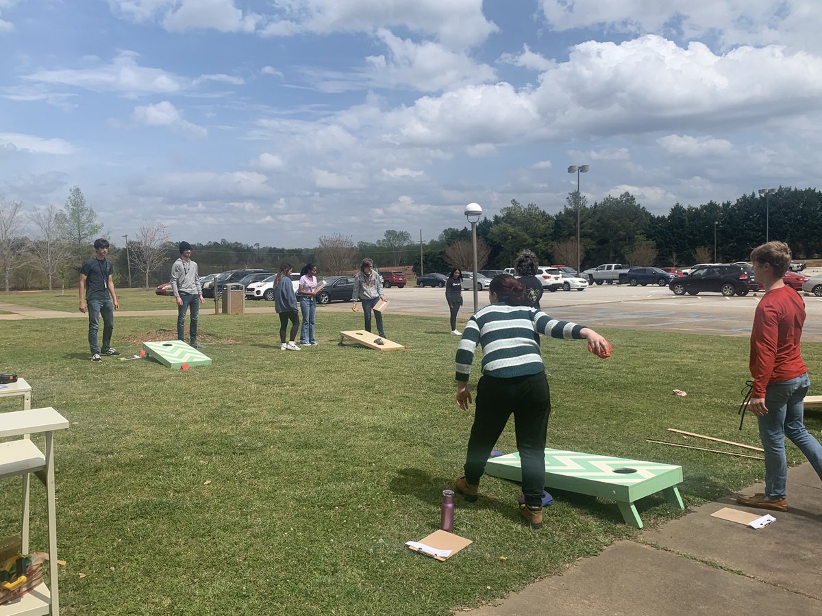 Algebra 2 H students wrapped up their Quadratics unit with a Cornhole Tourney! Students collected data and will analyze by writing a unique personal quadratic equation, graphing and identifying key graph characteristics and solving their equation by using the quadratic formula.