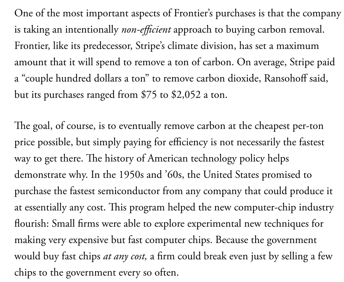 ezraklein's tweet photo. So @stripe has formed a consortium of companies to create as close as they can to an Operation Warp Speed for carbon removal.

This is a very exciting idea in philanthropy, very well explained by @robinsonmeyer: https://t.co/NfAhWoG0JV https://t.co/NGOGCKFMq4