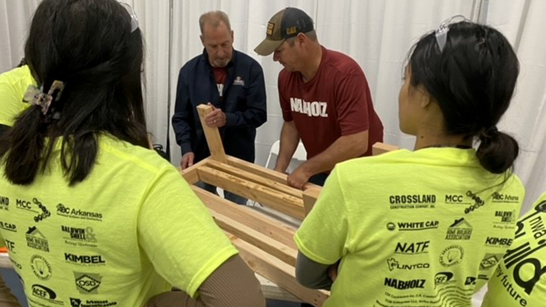 NabholzCorp's tweet photo. Our Northwest Arkansas office showed up in full force today at the Build My Future NWA event. We hosted a hands-on build a bench station, where teams of students worked with Nabholz folks to compete to build a bench in an hour. 
#nabholzcares #nabholz #nabholzcorp #buildmyfuture https://t.co/sLEEjUpGNl