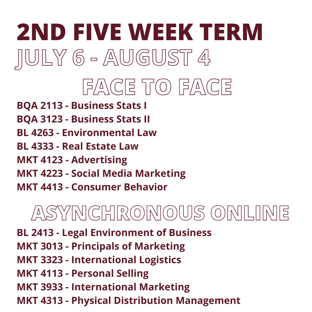 MQABL is excited to share our Summer 2022 class offerings! 

Click to see what classes you can earn credit for through our accelerated, five-week Summer terms offered both face to face and online! 

Registration for Summer courses is LIVE on your MyState account!
