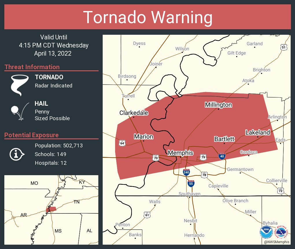 NWS Tornado on Twitter "Tornado Warning continues for Memphis TN