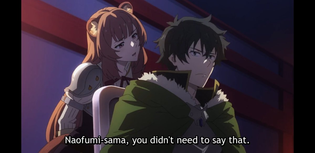 Stavatrope1's tweet photo. I know Raphtalia was quietly trying to shared her input here to Naofumi sama, but I couldn't help but think "kinda lewd here" whispering into your crushes ear
#ShieldheroS2 #Slowprogression https://t.co/vOrkXiHGS8