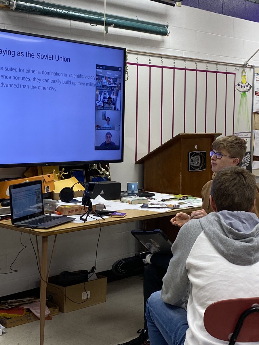 CivTheClass's tweet photo. Huge thanks to @TheMikeOrlando @GelmanAlec and @b0rderl1ne of @FiraxisGames and @CivGame for hearing our students pitch their ideas for new Great People, Scenarios, and Civilizations to add to future updates. https://t.co/UNma1zvNdX
