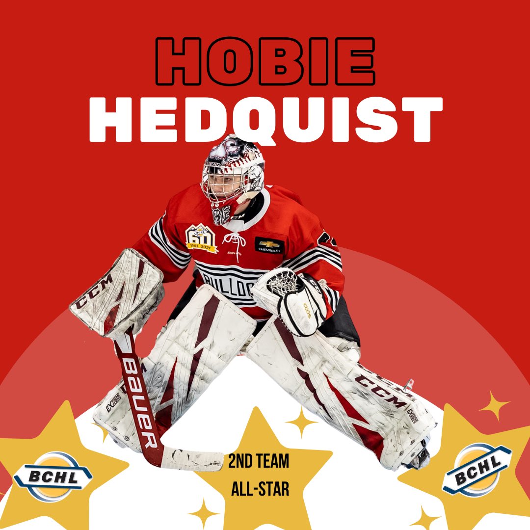 Congrats to Hobie Hedquist on being named a <a href="/BCHockeyLeague/">BCHL</a> 2nd Team All-Star for the 2021-2022 season. #bulldogshockey