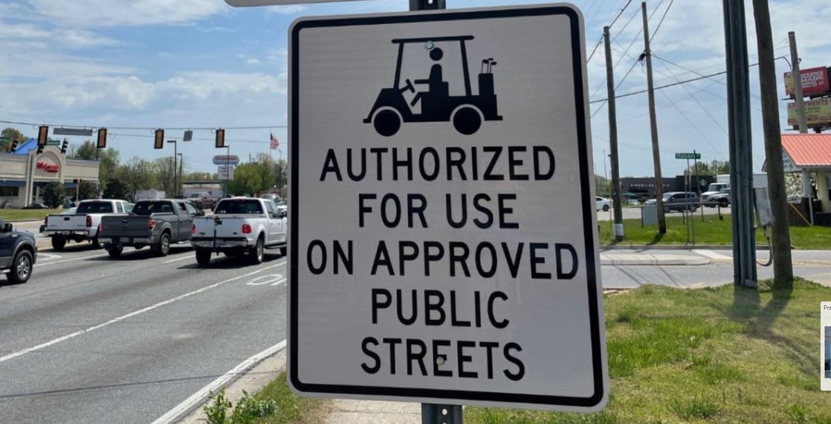DaltonGaCity's tweet photo. PTVs are approved for use on Dalton city streets, but not ALL Dalton city streets. And the PTVs (golf carts, etc.) must be inspected and approved by the DPD. https://t.co/t9nYn9MdBT https://t.co/2KUd3GrWtL