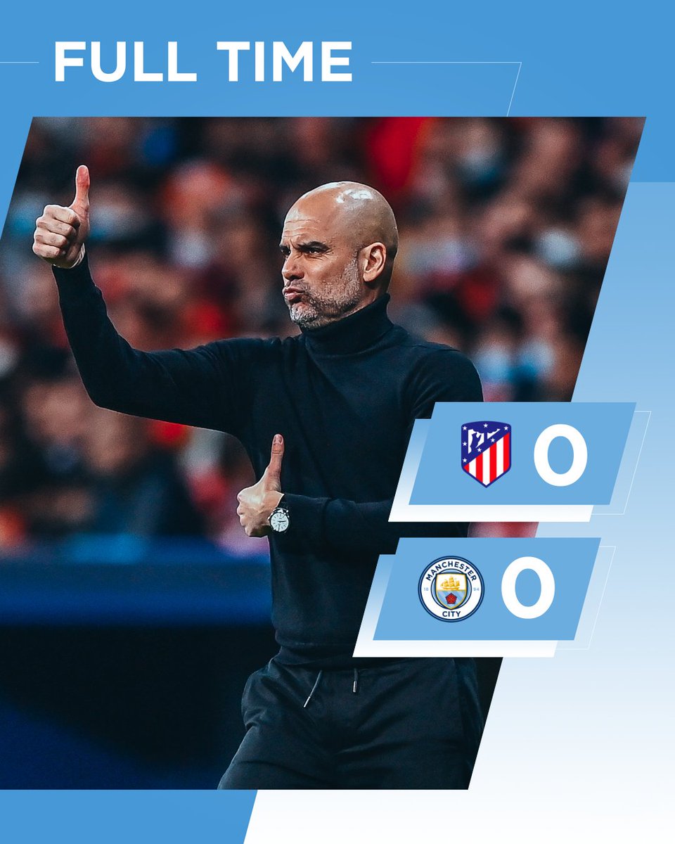 ManCity's tweet photo. FULL TIME | We're through to the semi-finals of the #UCL 🙌

🔴 0-0 🔵 (agg.  0-1) #ManCity https://t.co/K5HfpqZBkg