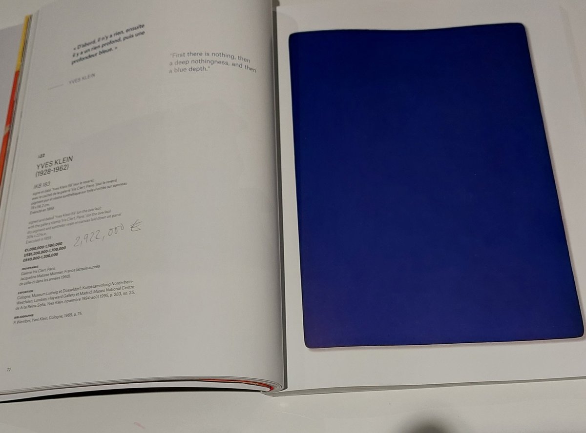 nftassies's tweet image. 2,922,000€  last bid for this IKB colour in Paris today!!! Congrats Yves Klein!