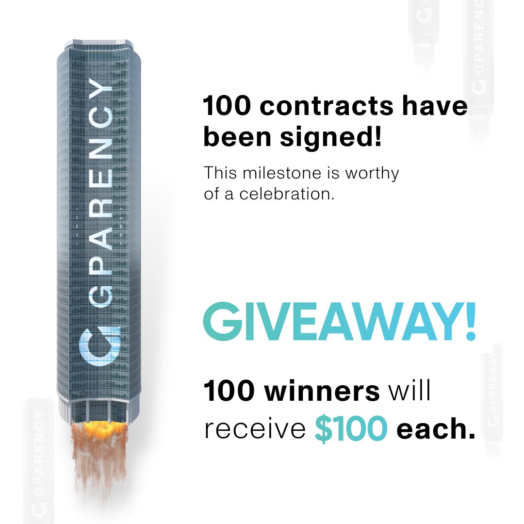 We just reached 100 contracts signed, and to celebrate, we'll be raffling off 100 $100 GIFT CARDS from May 1-10! 🎉

To enter:

1️⃣ You must be FOLLOWING our page to qualify.
2️⃣ Retweet this message for an additional entry!

*This #giveaway is not endorsed by Twitter.