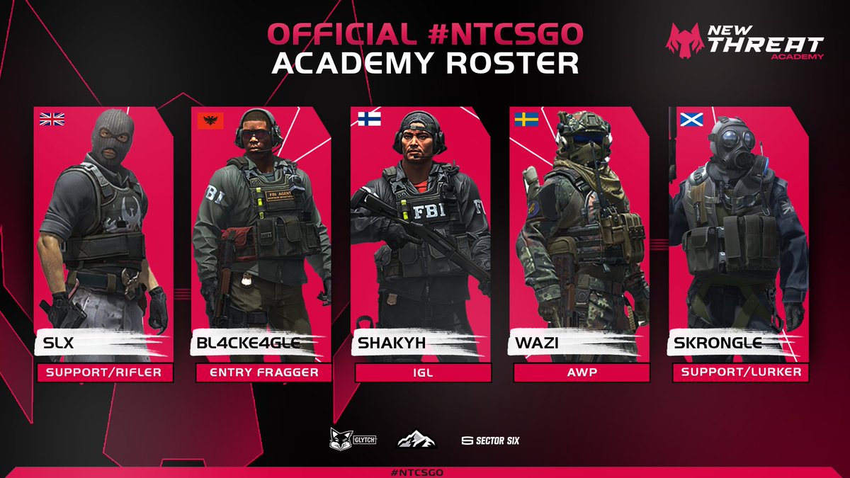 NewThreat's tweet photo. Introducing Our Academy @CSGO Roster!

Please give a warm welcome to:

🇬🇧 @SLX_CSGO
🇬🇧 @Skrongle
🇫🇮 @_ShakyH_
🇦🇱 @AddeDaBeast
🇸🇪 @Wazicsgo

🇸🇪 @Str4tis - Coach

The team is ready for @ESEA Open Season 41! Make sure to follow @NT_CSGO and stay up to date with the Academy Team! https://t.co/998ahOGPWk