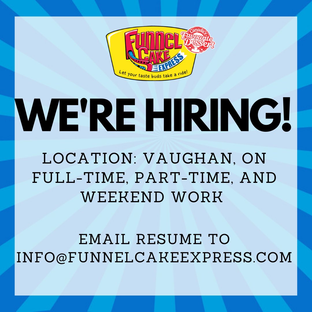 Join our team! Flexible schedules available. Must have a Valid G Licence 🚗
▪️
▪️
▪️
▪️
▪️
▪️
#toronto_insta #torontolife #catering #GTA #toronto #foodtruck #party #summer #foodtruck #funnelcake #funnelcakeexpress #icecream #festival