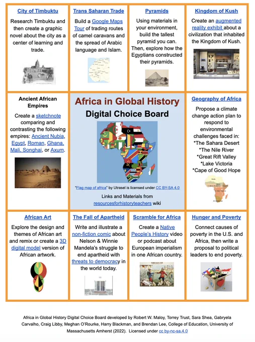 Africa in global history choice board