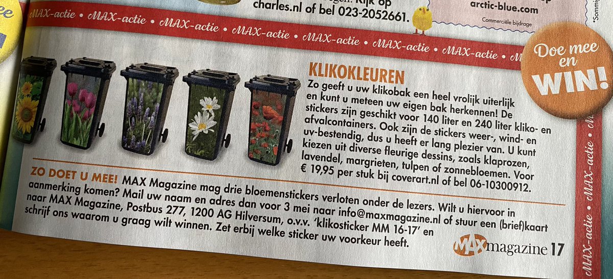 CoverArtPrints's tweet photo. CoverArt in de media, leuk artikel in de MAX tv gids, doe mee en win z’n leuke kliko sticker! Of bestel via    https://t.co/bt5xAtvkHG CoverArt makes your world colorful! https://t.co/Duos1na2D7