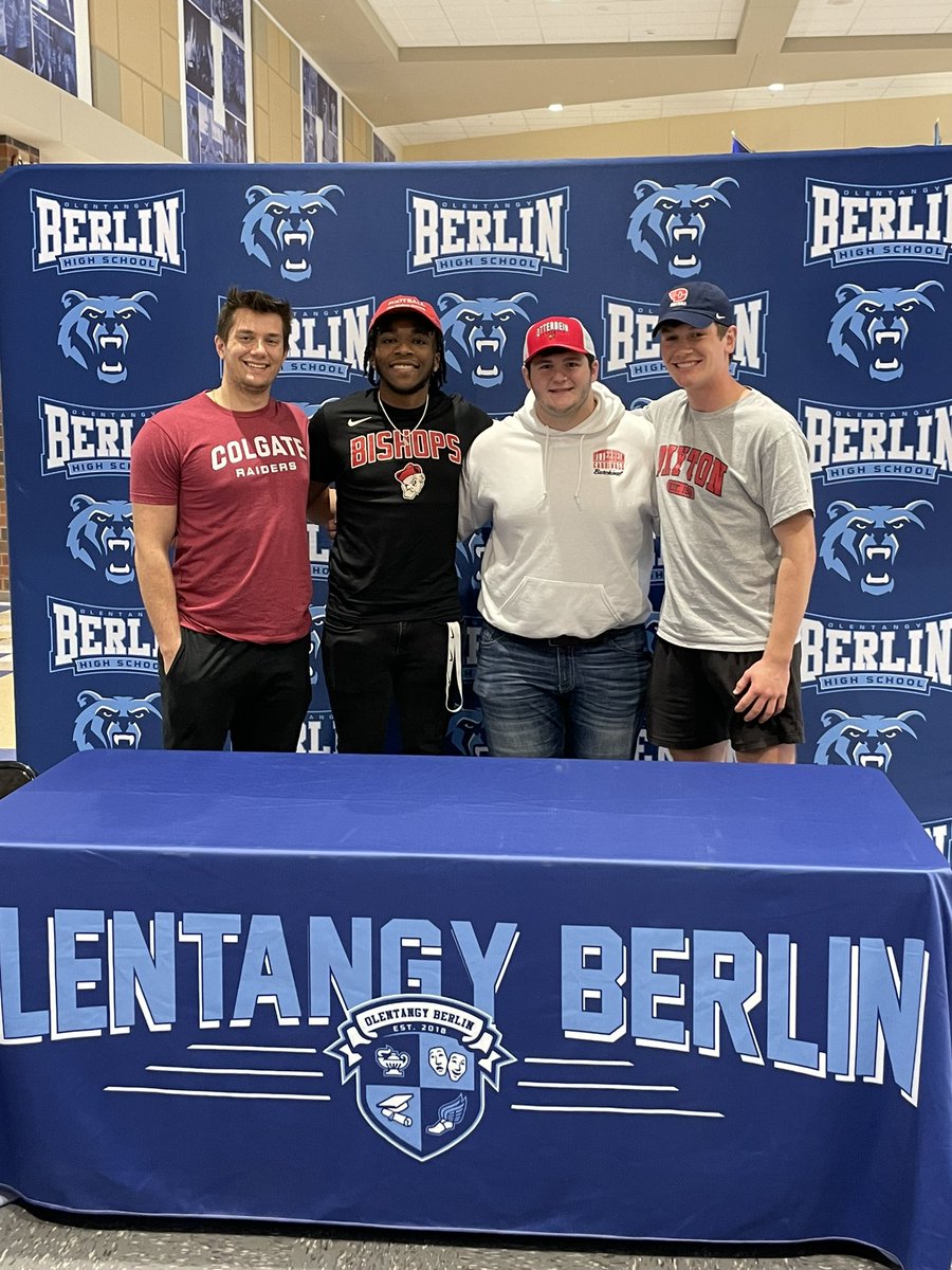 Berlin_Bears_FB's tweet photo. Congratulations to our Bears that officially signed today! @AidenMowrey, @jason_harris0, @AustinBurchinal, and @bennett8_, we are all proud of you and cannot wait to see you all continue your successes at the next level! https://t.co/ODv3uQbNLn