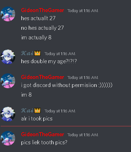 MariaShahan6's tweet photo. @discord Discord theres 8 and 10 year olds on me now, ... I have been lied to Please help by coruptedgames#3178 GideonTheGamer#6163 and a potential online dater doing innapropriate things and a nfsw pfp named TiagoDS#0708
Help I feel betrayed now... https://t.co/jC482XUTdo