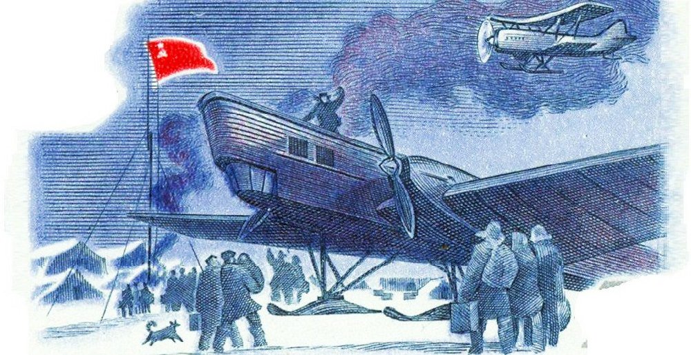 Russia's tweet photo. ✈️April 13, 1934, marked the end of the 2-month-long operation to rescue the passengers of the steamboat #Chelyuskin. 

It was crushed by icepacks &amp; sank in the Chukchi Sea with 104 people trapped on the ice.

The pilots - first Heroes of the Soviet Union! - made 23 risky flights https://t.co/MzzhBVdwXn
